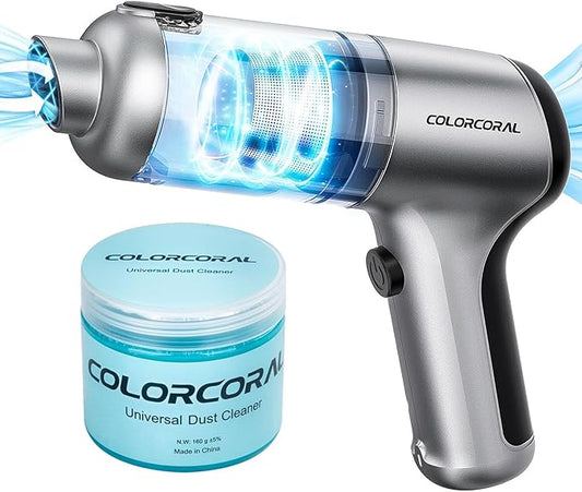 COLORCORAL 4-in-1 Powerful Handheld Vacuum Cleaner 16000Pa Brushless Motor Car Vacuum with Cleaning Gel for PC, Tablet, Phone,Car