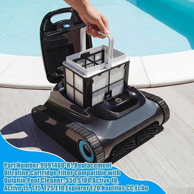 Wonderjune 1 Pcs 9991460-r1 Ultra-fine Filter Basket with Hook for All Robotic Pool Cleaner Compatible with Robotic Pool Cleaners, Pools Filters Basket Skimmer Bottom Spring Filters