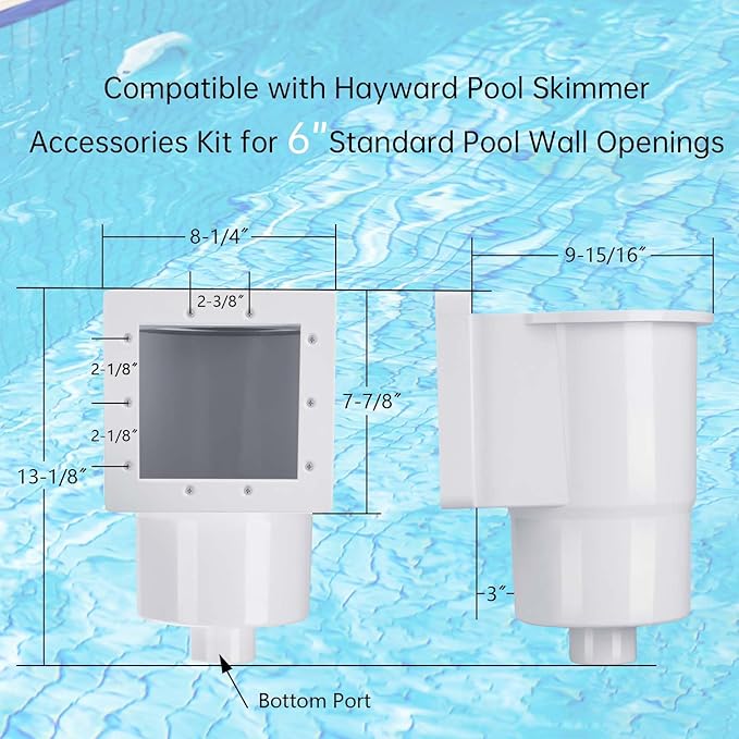 SP1091LX Above Ground Pool Skimmer, Thru-Wall Skimmer, Above Ground Pool Skimmer (with Accessories), Opening Width 6 Inches Compatible with Hayward Pool Skimmer Accessories Kit