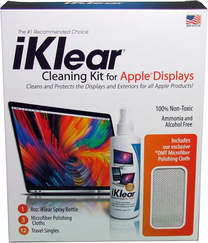 The Original Premium iKlear Screen Cleaner Kit For Iphone, Ipad, Imac, Gaming Monitor, Large Screen TV’s, Included With DMT Cloth MADE IN THE USA