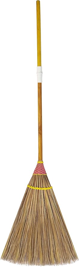 Natural Coconut Leaf Broom - 61 Inch, Multi-Surface Outdoor Broom - Sweeps Snow & Wet Leaves - Sturdy Bamboo Handle - Asian Heavy Duty