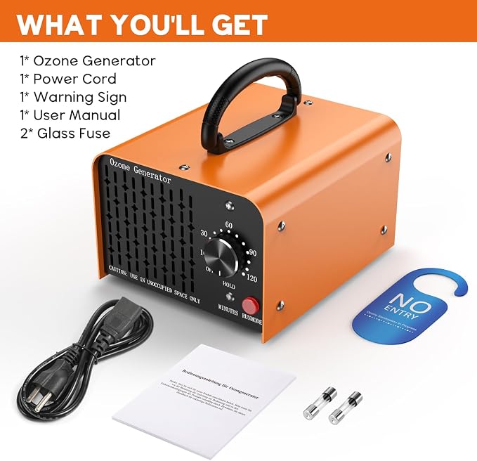 Medvoe 80,000MG Ozone Odor Eliminator Generator for Home & Car | Orange, Up to 8000 sq. ft. Coverage, Pet Odors, Smoke Odors, Apartments, Vehicles, Boats, Kitchens, Bathrooms, Basements