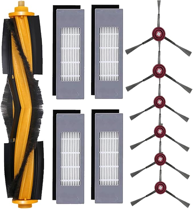 Replacement Parts for Yeedi Vac/Vac Max/Vac Station/Vac 2 Pro Robot Vacuum | Includes 1 Main Brush, 6 Side Brush, 4 HEPA Filter Accessories