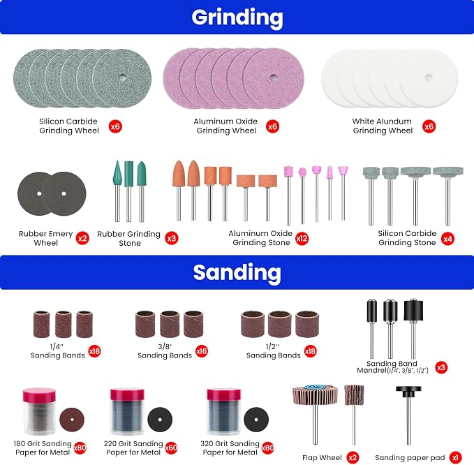 Cordless Rotary Tool Kit with 447pcs Accessories, 4V Mini Rotary Tool, 2000mAh Battery, 5-Speed Power Rotary Tool Kit for Grinding, Sanding, Cutting, Drilling, Polishing & DIY Crafts