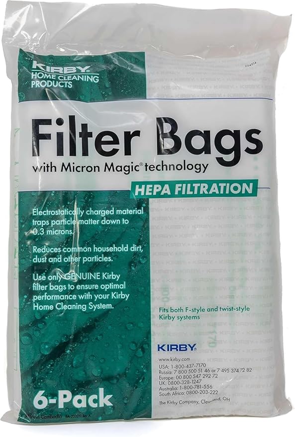 Kirby Vacuum Maintenance Bundle – 6 HEPA Filter Bags & 3 Replacement Belts – Compatible with Kirby Upright Vacuums