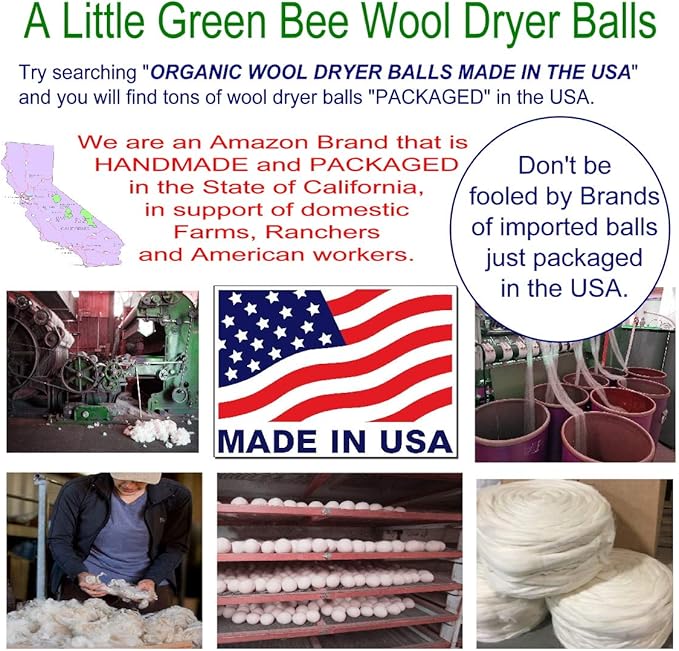 Six Eco-Friendly Wool Dryer Balls Free Eco-Felt Gift Bag, Handmade in America, Natural and Unscented, (Baby Pink)