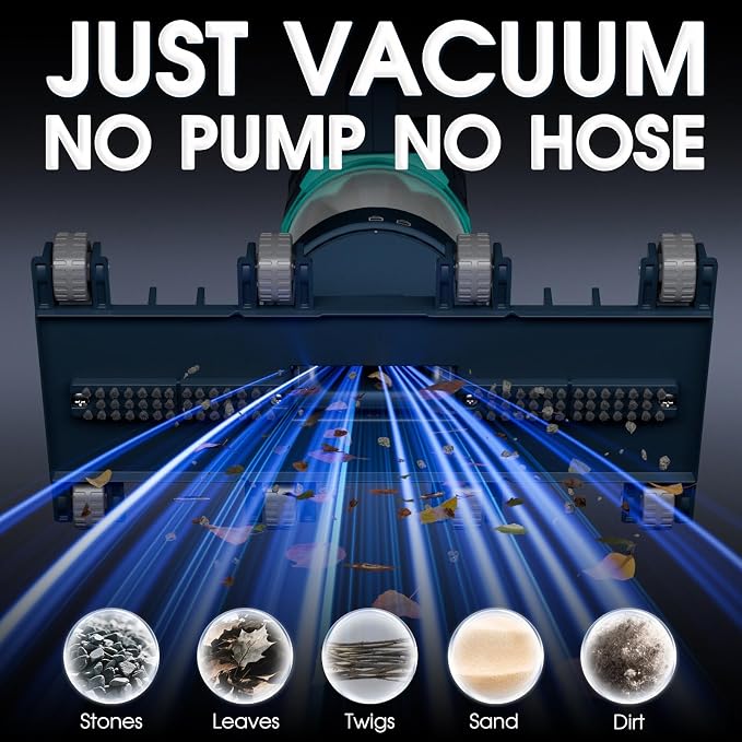 Heave Duty Handheld Pool Vacuum for Above Ground Pool - 18.9GPM Powerful Suction for Deep Cleaning, 25µm Ultra Fine Mesh Filter for Smaller Debris, 14'' Wide Vacuum Head, 60mins Running Time (Blue)