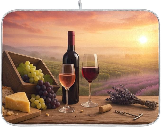 Red Wine Glasses Dish Drying Mat Absorbent Kitchen Pads for Counter Kitchen Dish Dryer 18 x 24 Mat under Dish Drainer