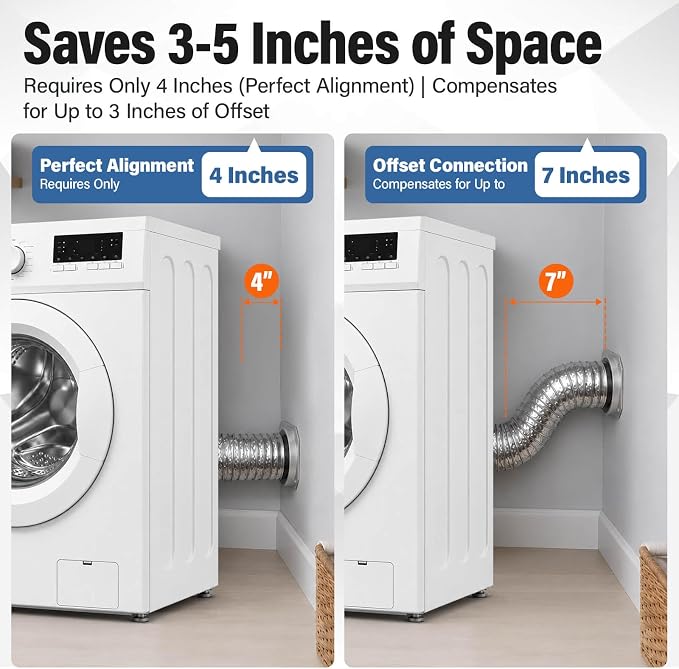 Magnetic Dryer Vent Connector Kit, MV-180° 4 Inch 3.3FT Hose, Airtight Quick Connect Magvent Dryer Vent, Optimized Airflow for Home Laundry Safety