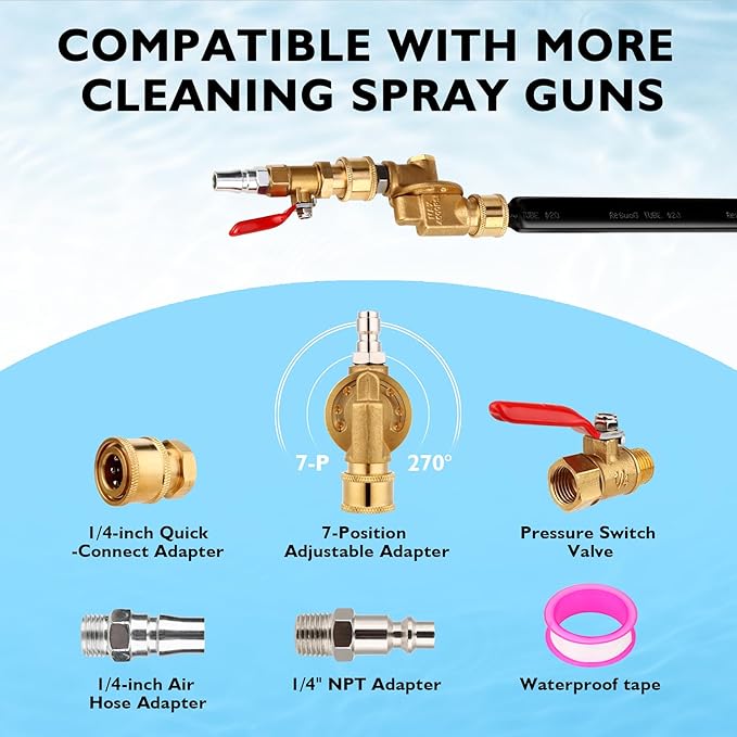 48" and 24" Radiator Cleaning Wand Set, 8 Nozzle Tips Pressure Washer Wand with Adapter Set, Water Air Cleaning Wands for Cars, Trucks, Trailers, Heavy Machinery
