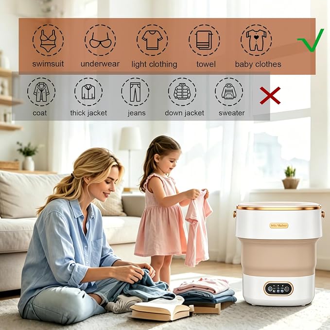 20L Portable Washing Machine,Foldable Portable Washer Mini Lavadora Portatil for Apartment,RV,Camping,Travel – Wash Baby Clothes, Underwear,Bra Separately to Keep Clean and Healthy