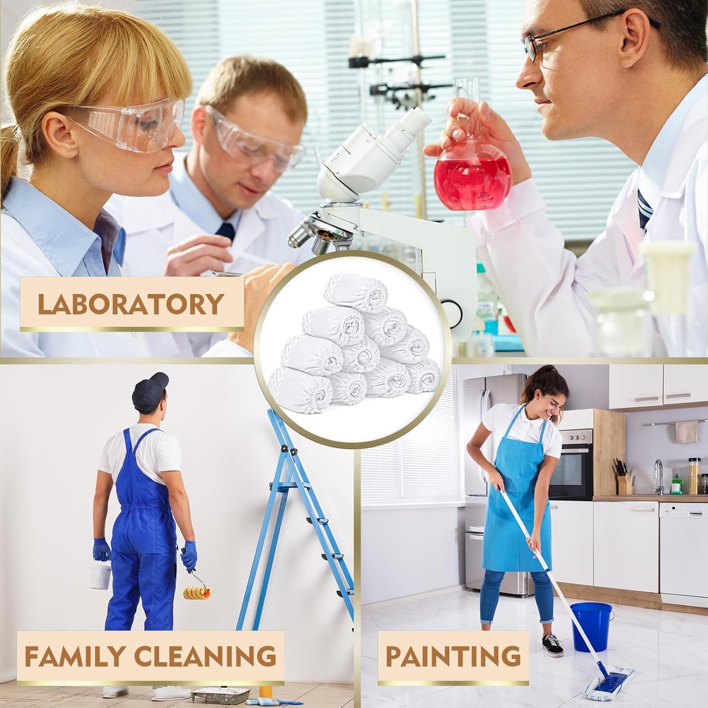 Zhanmai 300 Pack Disposable Shoe Covers Non Slip Disposable Large Foot Booties Shoe Covers for Indoors Contractors Floor and Carpet Protectors, One Size Fits Most(White)