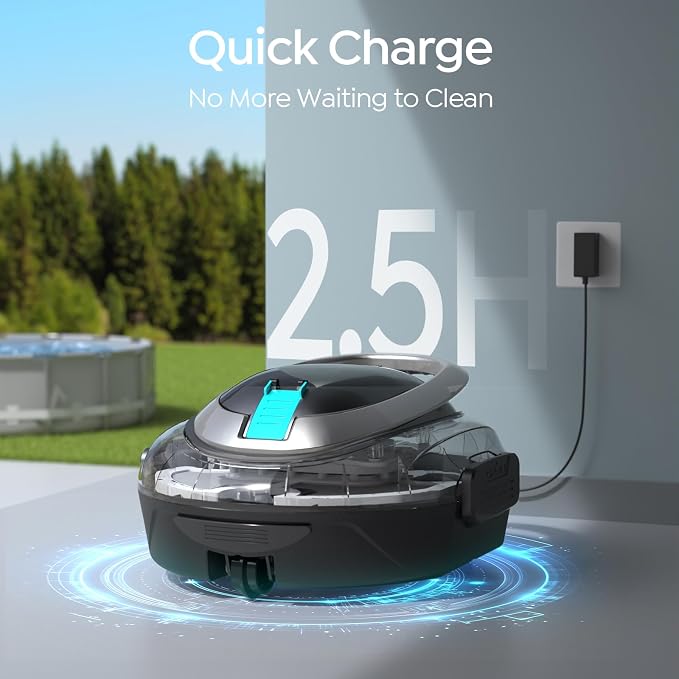 S2 Pool Vacuum Robot for Above Ground Pools, Cordless Operation, 90-Min Runtime, Efficient Cleaning Performance, Self-Parking and Easy Maintenance(Glossy Black)