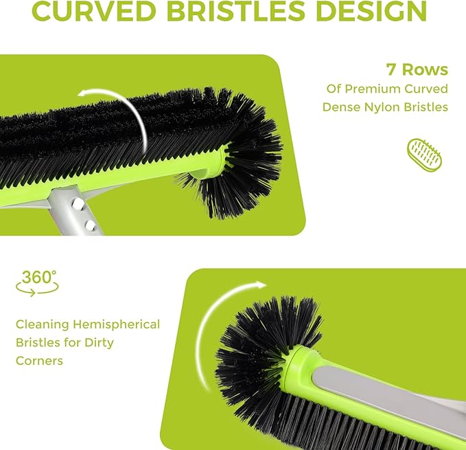 BoxedHome Pool Brush Head with Round Ends,Heavy Duty Pool Brushes for Cleaning Pool Walls, Floors Steps & Corners, 17.5" Pool Brush with Sturdy Aluminum Handle & Durable Nylon Bristles