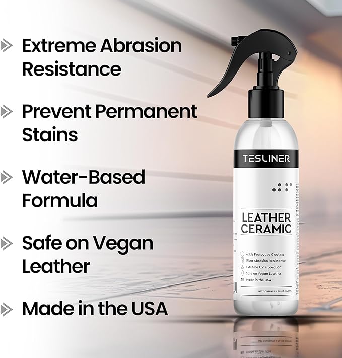Tesla Leather Ceramic Coating - Prevent Permanent Stains, Leather Shield Ceramic Coating for Tesla Cleaning Products, Vegan Leather Protector, Tesla Model 3 Y S X Car Accessories for 2025 & 2026