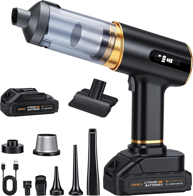 Handheld Vacuum Cleaner Cordless-17000PA Strong Suction for Car & Home, Car Vacuum Portable Rechargeable Lightweight for Pet Hair with HEPA Filter, Quick Clean in Office/Desk/Couch (Black)