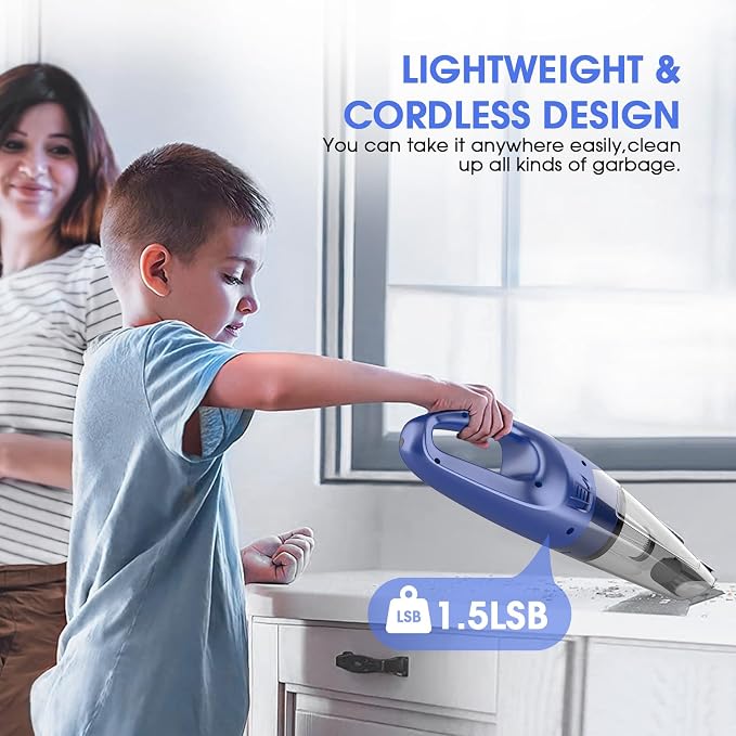 YOOHI Handheld Vacuum Cordless Rechargeable – 6000Pa Mini Hand Held Vacuum, LED Light, 20–25 Mins Runtime, USB Charging, 500ML Cup – Lightweight Small Vacuum Cleaner Cordless for Car/Office/Home