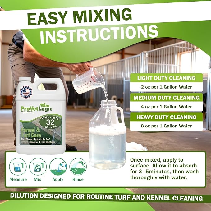 ProVetLogic Kennel & Turf Care- Floor Cleaner, Synthetic Pet Turf Cleaner, Deodorizer & Drain Maintainer (Concentrated)- 1/2 Gallon