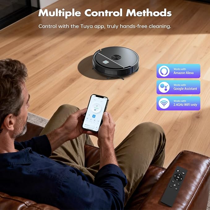 Robot Vacuum and Mop Combo,3500Pa Powerful Suction, with Wi-Fi/App/Remote,2 in 1 Mopping Robot Vacuum Cleaner,Dustbin and Watertank, for Pet Hair,Hard Floors and Low Pile Carpet Black