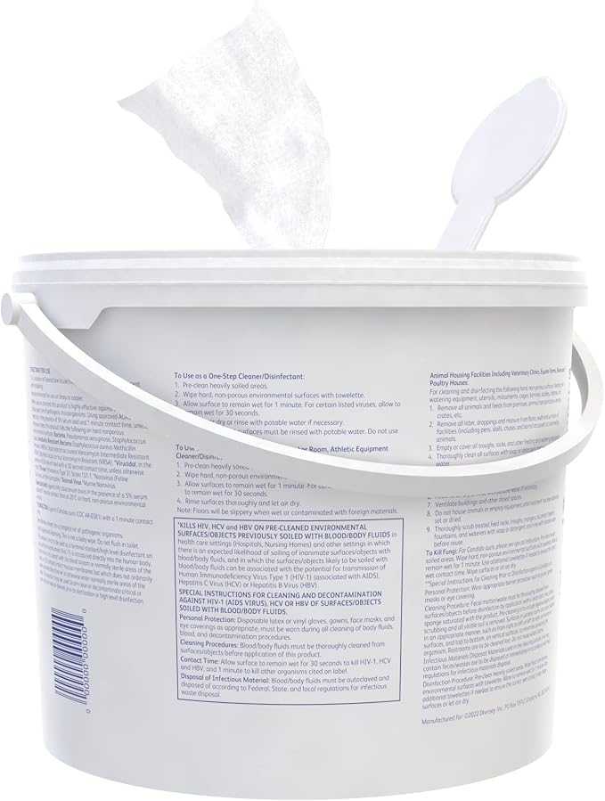 Oxivir Diversey 1 Disinfectant Wipes, AHP Hydrogen Peroxide Cleaner, Multi-Surface Cleaner for Home & Commercial Use, XLarge Wipes, 160 Count Bucket, Case of 4