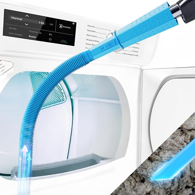 Dryer Vent Cleaner Kit - Flexible Dryer Lint Vacuum Hose Attachment - Lint Remover Compatible with All Vacuum Cleaner Laundry Room (Blue)