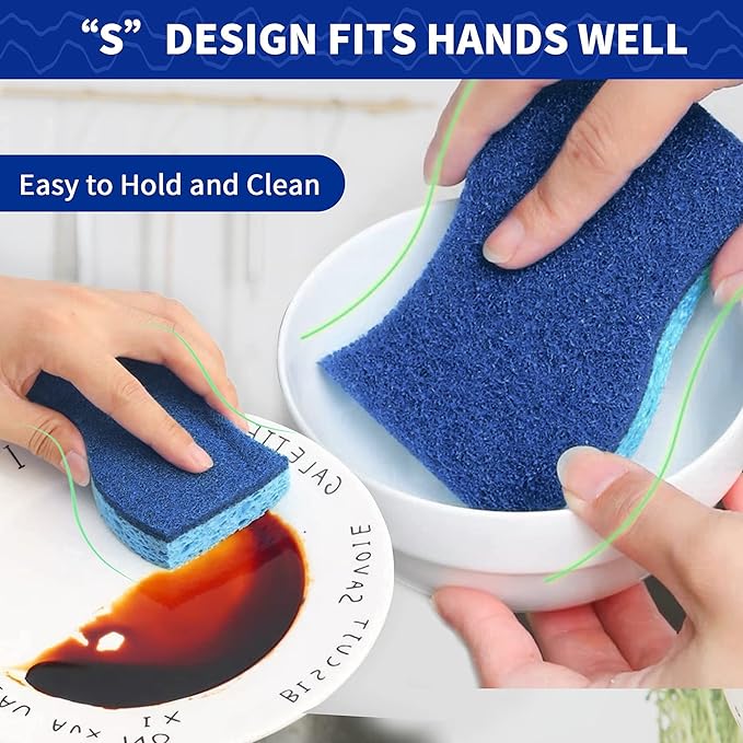 CELOX Non-Scratch Scrub Sponges, Washing Dishes and Cleaning Kitchen, 36 Pack, Blue