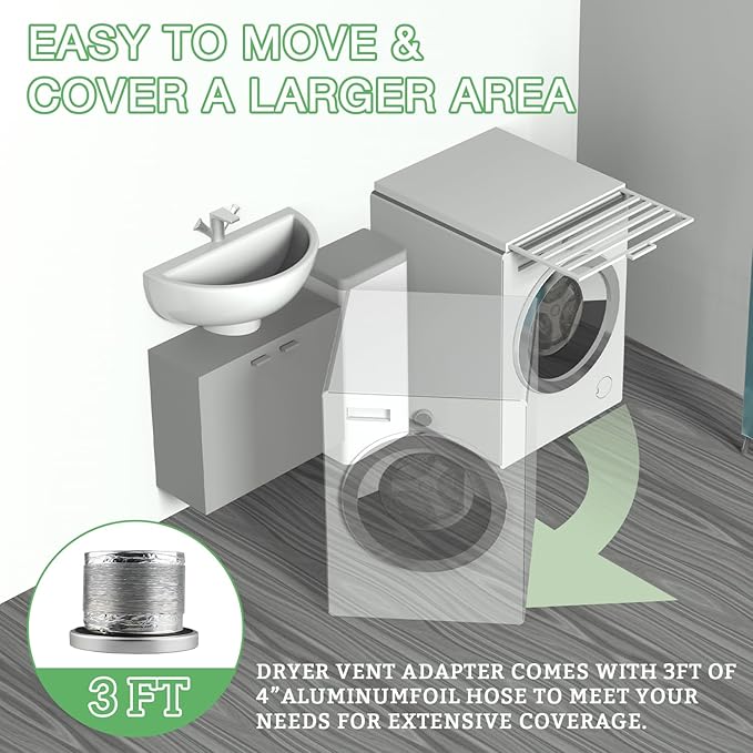 DV180 Magnetic Dryer Vent Connector Kit, 4 Inch Quick Connect Dryer Vent Coupling with 3.3 FT Aluminum Hose, Dryer Vent Hose Connector for Tight Spaces and Easy Cleaning