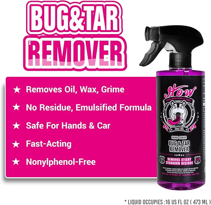 H.O.W AUTO DETAILING & CARE H.O.W SHINE SERIES Bug & Tar Remover & 3pcs Car Wheel Rim Tire Brushes