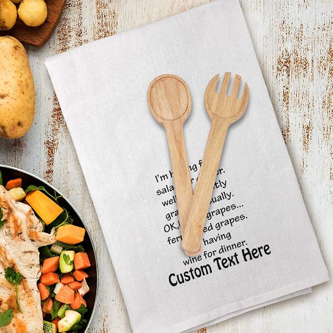 Custom Decor Flour Kitchen Towels Food & Beverage Bottle of Wine is Life G Food & Beverage Wine Cleaning Supplies Dish Towels Personalized Text Here