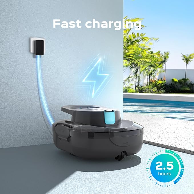 Automatic Robotic Pool Cleaner for Above Ground Pools, S1 Pro Cordless Pool Vacuum with Dual Motors, 120-Min Runtime, Large Debris Basket, Fast Charging and Auto Parking, Stone Gray