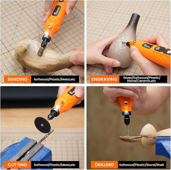 448PCS Rotary Tool Accessories Kit, 1/8" Universal Rotary Tool Bits, Includes 4V Cordless Rotary Tool (5 Speeds, 2000mAh) – Ideal for Sanding, Polishing, Engraving, Grinding