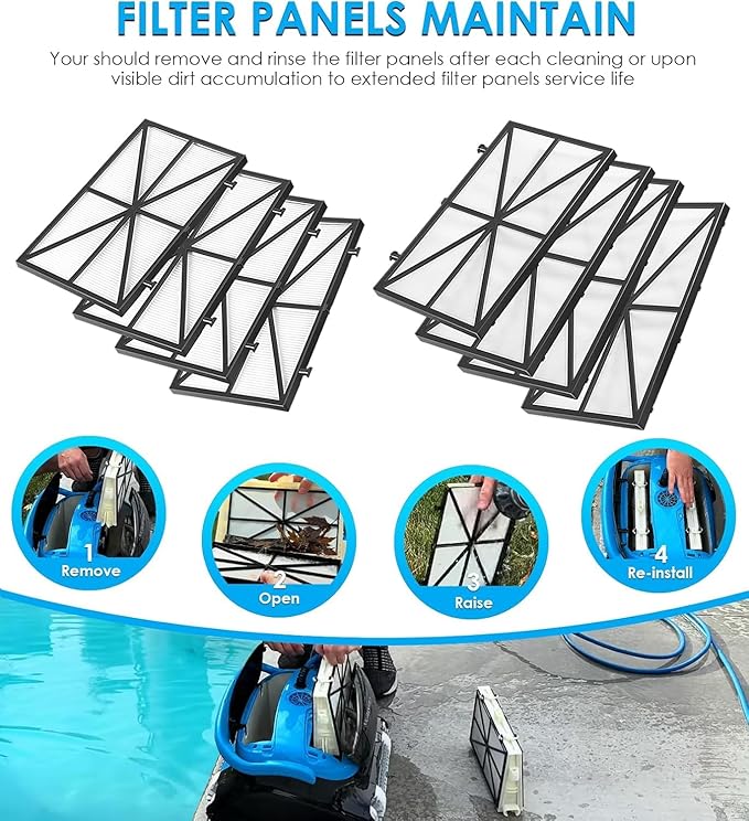 For CC Plus Tune Up Rebuild Kit with 9991433-R4 Fine Filter Panels, 6101641-R2 Grey Brushes, Tracks & Climbing Rings Replacement Parts for Maytronics Dolphin Nautilus CC Plus Robotic Pool Cleaner