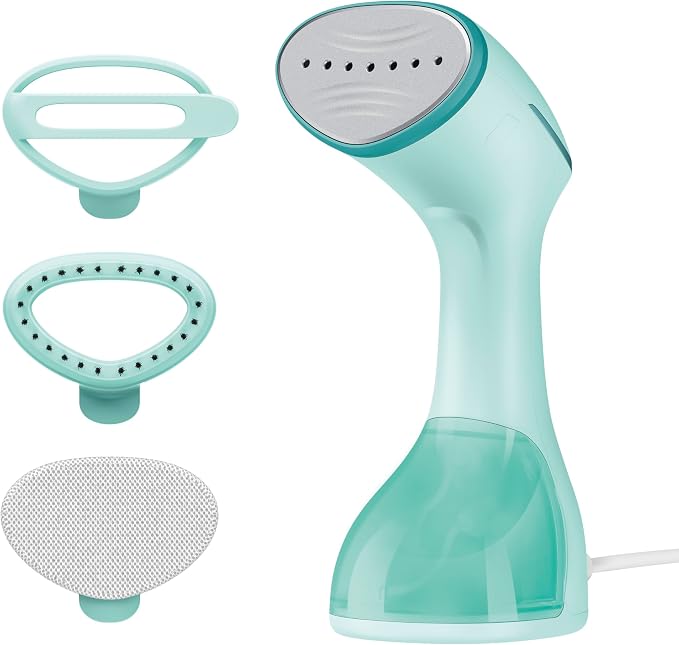 Conair Power Steam Garment Steamer, Clothes Steamer Handheld with Ceramic Soleplate, Clothing Steamer, 35-Second Heat-Up, 15-Minute Steam, Fabric Attachments, Mint Green