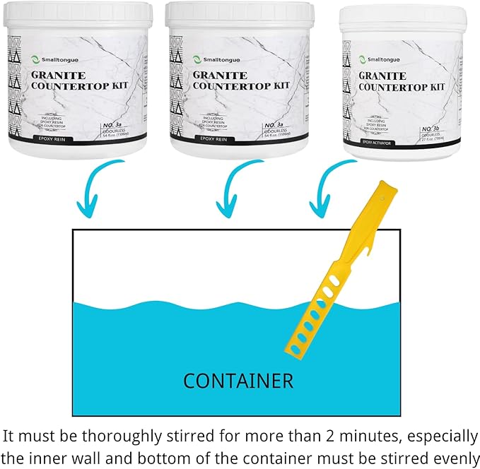 Smalltongue White Marble Countertop Paint Kit(Including Epoxy Resin), All-IN-ONE Set, Cover Up to 35 SQ. FT., For Marble, Granite, Formica, Laminate, Ceramic Tile etc.