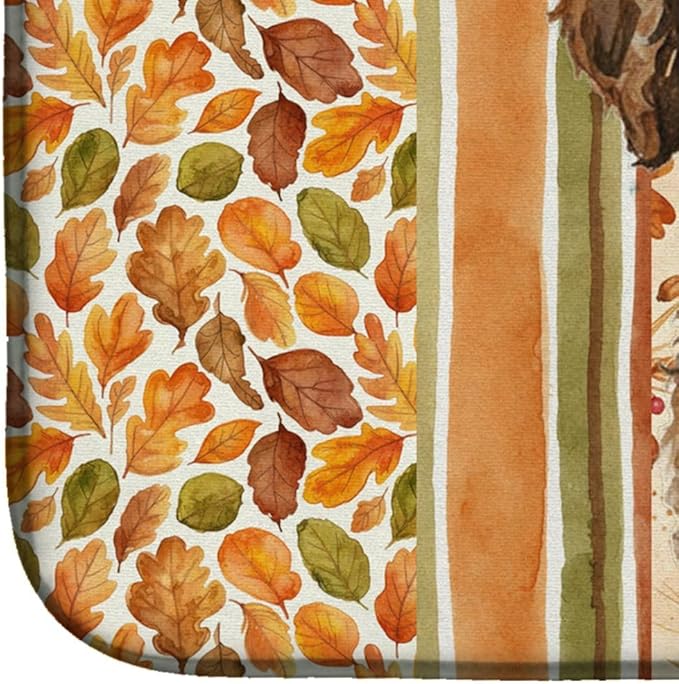 Caroline's Treasures Spanish Water Dog Heirloom Fall Dish Drying Mat Absorbent Dish Drying Mat Pad for Kitchen Counter Dish Drainer Mat for Countertop, 14 x 21", Multicolor