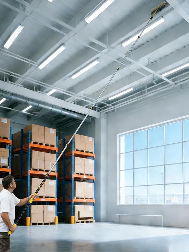 4.8-24ft Telescopic Extension Pole, Heavy-Duty Aluminum Paint Roller Extension Pole with Flip-Lock, Universal Thread, Multi-Purpose Extendable Pole for Professional & High-Reach Work