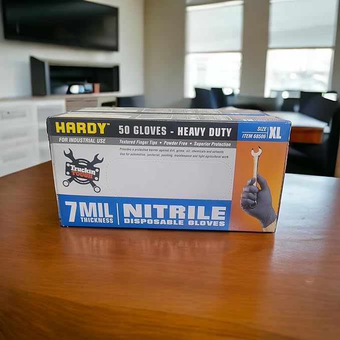 Hardy 7 mil Nitrile Powder Free Gloves 50 Pc (Extra Large) - 2 BOXES