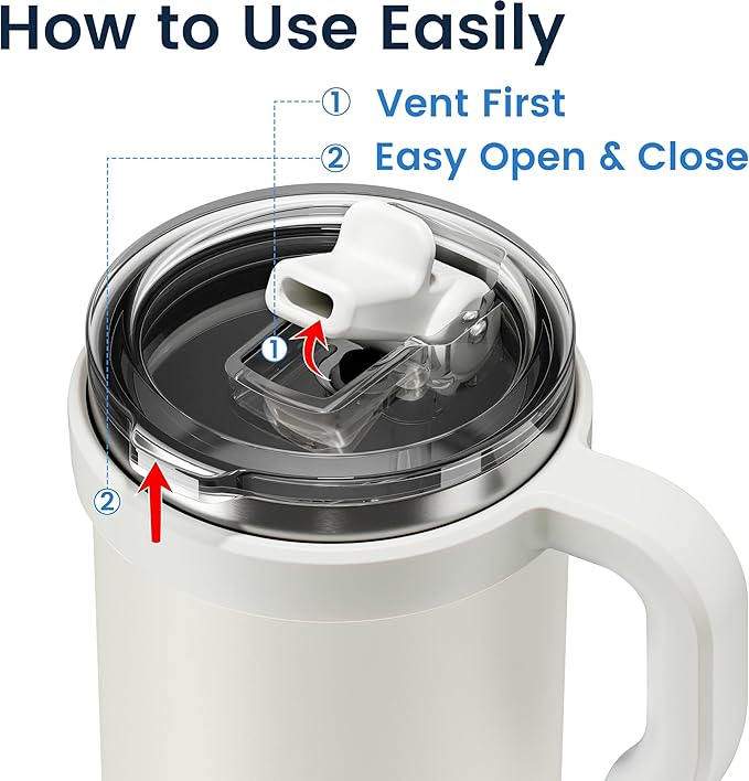 For Iced Coffee & Smoothies – Never Drink from a Moldy Lid Again: 24oz Hygienic Tumbler, 100% Leakproof Lid & Removable Foldable Spout. Reinforced Base, Fits Cup Holders-Cream