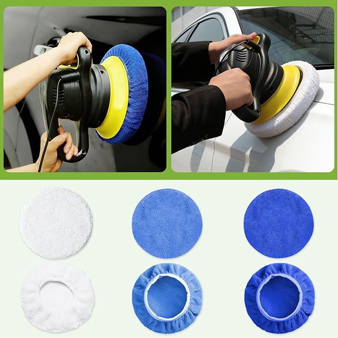8 Pcs Car Polishing Pads, Lamb Fleece Buffing Pad,Bonnet Buffing Pads for Car Polisher Buffer Pads,5 inch - 6 inch Car Buffer Pads for Car Detailing Glass,Instruments, Cameras, Furniture, Metals, Wood