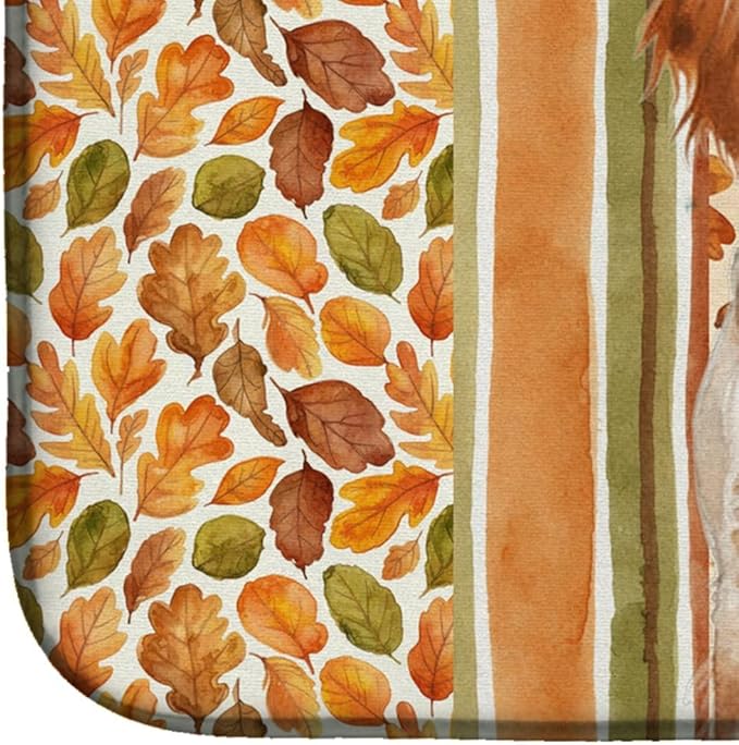 Caroline's Treasures Orange Belton English Setter Heirloom Fall Dish Drying Mat Absorbent Dish Drying Mat Pad for Kitchen Counter Dish Drainer Mat for Countertop, 14 x 21", Multicolor