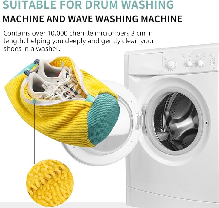 4PCS Shoes Laundry Bag for Shoes 2024 Upgrade Sneaker Washing Machine Bag Shoe Washing Machine Bag, Reusable and Durable Zipper Shoe Washing Bag for All Shoe Types And Sizes(Yellow&Grey)