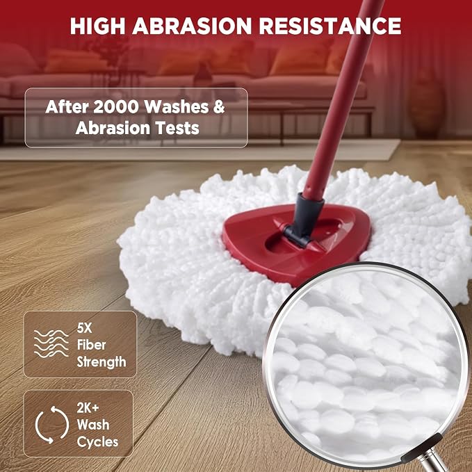 Mop Head Replacement for O-Cedar Easy Wring 1-Tank System，Exovyn Spin Mophead Replacements，Microfiber 15 Pack 360° Swivel Mop Refills，Deep Clean,Easy Cleaning，Machine Washable and Easy to Replace
