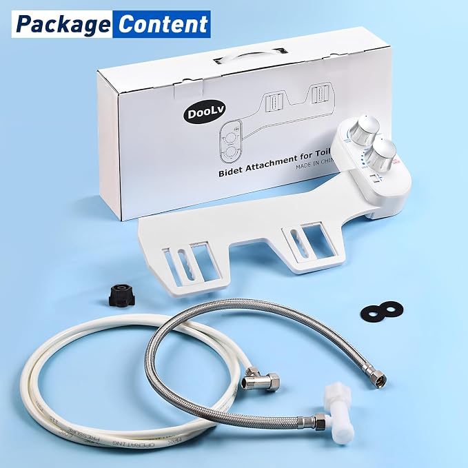 Upgraded Hot Cold Bidet Attachment - Front & Rear Wash, Adjustable Water Pressure, with Self-Clean, Retractable Single Nozzle, Non-Electric Warm Water Bidet Toilet Seat Attachment - White