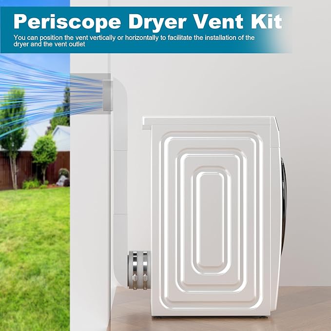 Upgraded Periscope Dryer Vent Kit with Easy-Connect Silicone Adapter, Adjustable 29-45 Inch Stainless Steel Telescoping Duct-Slim Low Profile Vent Design for Tight Spaces, Universal 4" Dryers