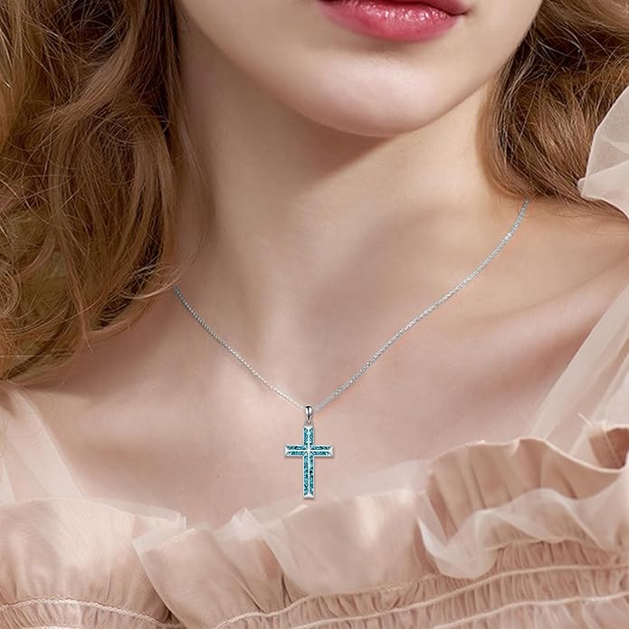 ONEFINITY Religious Cross Pendant Necklace Sterling Silver Origami Cross Pendant Gifts for Women Men Jewelry