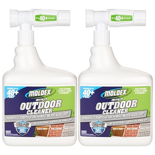 Moldex® Instant Outdoor Cleaner with Bleach, 64 oz Hose End Sprayer, 2 Pack, Fast Acting Outdoor Surface Cleaner for Siding, Decks, Fences and Exterior Surfaces