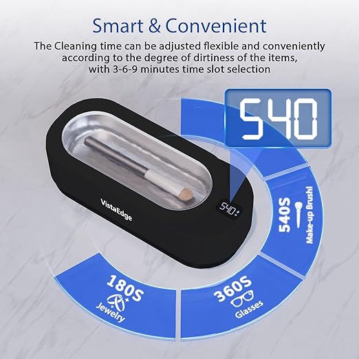 Ultrasonic Jewelry Cleaner – 48KHz Professional 350ml Stainless Steel Tank with Digital Touch Display, Gentle Cleaning for Jewelry, Watches, Eyeglasses, Dentures - Ideal Gift for Mom/Wife