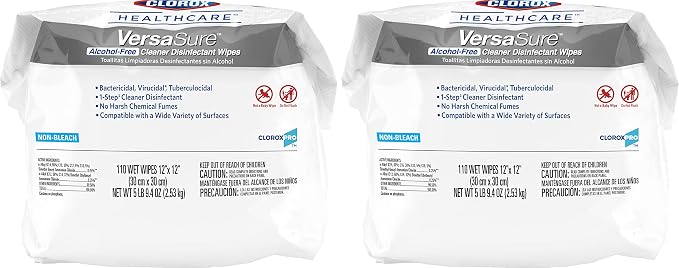 Clorox Healthcare VersaSure Cleaner Disinfectant Wipes, 110 Count Refill, 2 Refills/Case