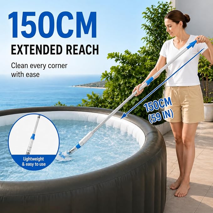 Ultra-Portable Cordless Handheld Vacuum for Hot Tub, Above Ground Pool & Kiddie Pool, USB Charging, 60-Min Runtime, Lightweight Pool Maintenance Tool