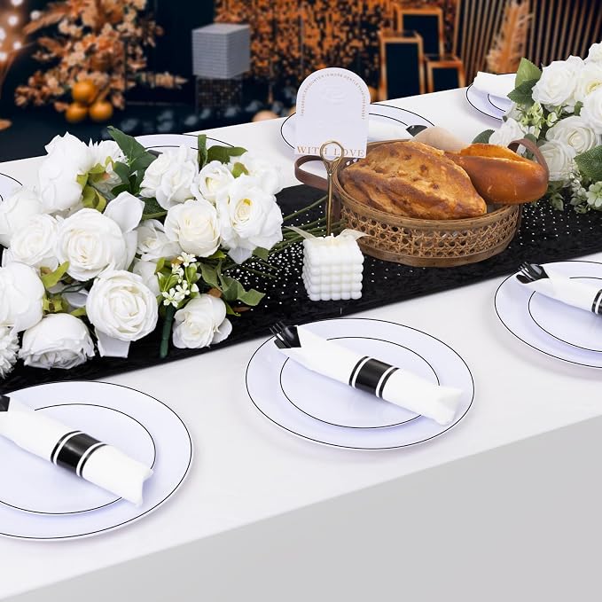 Supernal 120 Pack Black Plastic Silverware,Rolled Silverware Disposable,Pre Wrapped Cutlery Set with Napkin,Plastic Utensils Heavy Duty, Rolled Black Cutlery